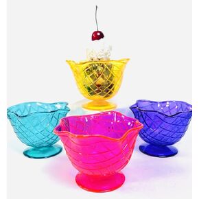Set of 4 Ice Cream Dishes Waffle Cone Pattern in 4 Assorted Bright Summer Colors Ice Cream Social Ice Cream Party dish (Ice Cream Cone Shaped Ice Cream Dish), Medium