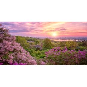 AWERT 48x18 inches Spring Cherry Blossom Terrarium Background Pink Flower Tree Sunset Floral Aquarium Background Vinyl Background