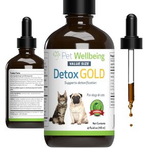 Pet Wellbeing Detox Gold for Dogs - Gentle Detoxification & Elimination Support, Immune System Care, Nettle, Blessed Thistle, Burdock Root - Veterinarian-Formulated Herbal Supplement 2 oz (59 ml)