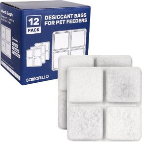 [12 Pack] Desiccant Bag for Petlibro Pet Feeder - Six-Month Supply Keeps Dog Food & Cat Food Dry + Fresh - Removes Moisture & Odors for Automatic Pet Feeders - Made from Silica, Carbon & Deoxidizer