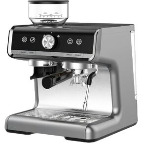 Espresso Machine With Grinder, Professional Espresso Maker With Milk Frother Steam Wand, Barista Latte Machine With Removable Water Tank for Cappuccinos or Macchiatos
