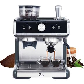 Semi-Automatic Espresso Machine with Grinder, Professional Espresso Maker with Milk Frother Steam Wand, 20 Bar Barista Cappuccino Machine