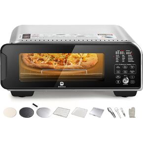 Pizza Oven Indoor Electric Pizza Oven Countertop with 104-800°F by NTC Countertop Pizza Oven 15 Functions Pizza Oven Brushed Stainless Steel with 10 Accessories for Multi-functions