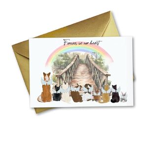 Rainbow Bridge Pet Sympathy Memorial Folded Card with Envelope (Rainbow Bridge Card), Dog Pet Cat loss in Memory Card