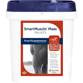SmartPak SmartMuscle® Mass Pellets | Horse Muscle Supplements, Bioactive Whey, Gamma Oryzanol, and More | Ideal for Lean Muscle Development and Maintenance | 10 lb Bucket