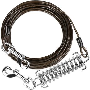 Dog Tie Out Cable Dog Runner Cable with Swivel Hook and Shock Spring Dog Runner Leads for Yard Outdoor and Camping 10FT Tether for Small Large Dogs Up to 500LBS pitch-black