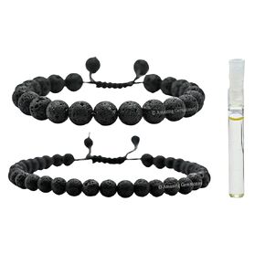 Camping Essentials Bracelet and Anklet with Essential Oil - Summer Essentials Natural Lava Stone for Adults and Kids - Ideal Camping Supplies for Outdoor Enthusiasts and Adventure Lovers (Pack of 2)