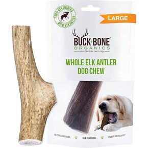 Buck Bone Organics Dog Chews, Elk Antlers for Dogs, Long Lasting Dog Bones for Aggressive Chewers, All Natural, No Preservatives, Wild Shed in The USA (Large)