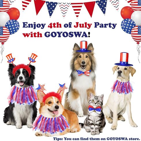 3 PCS Dog 4th of July Outfit, 4th of July Dog Clothes Uncle Sam Dog Top Hat, American Flag Dog Bow Tie Collar Red White and Blue Dog Bowtie for Small Medium Large Dogs (Dog Hat & 2xBow Tie) in Saudi Arabia
