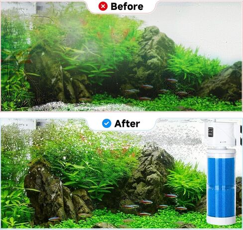 AQQA Submersible Aquarium Filter Whisper Fish Tank Filters Adjustable Internal Power Filter for 50-100 Gallon Water Filtration/Circulation/Oxygenation (15W，260GPH) in Saudi Arabia