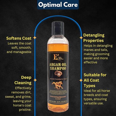 E3 Argan Oil Shampoo 32oz - Moisturizing Pet Shampoo, Hair Shampoo Argan Oil, Hair Shine, Shampoo De Caballo, Gentle Formula, Good for Dogs Too (32 fl oz) in Kuwait