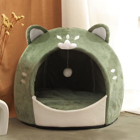 Cat Beds for Indoor Cats - Cute Cat Bed Cave with Hanging Toy Small Cat Houses with Removable Washable Cushioned Pillow. Calming Cozy Soft Cat Hut. Portable No Deformation Pet Bed. in Saudi Arabia