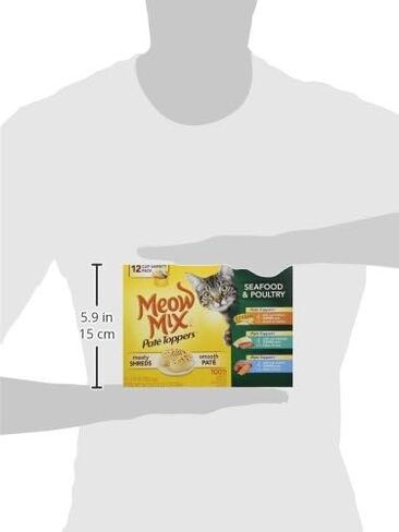 Meow Mix Company 799451-Pack 4 Mix Pate Topper مجموعة متنوعة من المأكولات البحرية/الدجاج، 2.75 أونصة، (عبوة من 4) in Kuwait