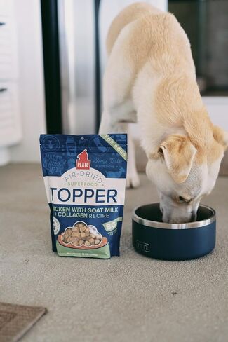 PLATO Pet Treats Dog Food Toppers - Air-Dried Dog Food Toppers for Dry Food - with Collagen to Support Skin and Coat Health - Chicken and Collagen Recipe 12oz in Saudi Arabia