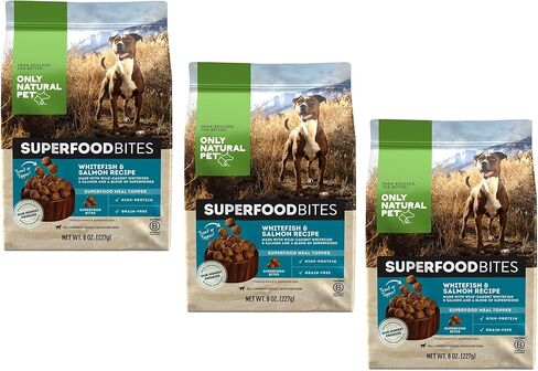 أونلي ناتشورال بت سوبر فود بايتس وجبة علوية للكلاب - نسبة عالية من البروتين وخالية من الحبوب - سمك السلمون والسمك الأبيض، 8 أونصة in Kuwait