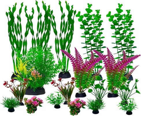 Aquarium Plants,Artificial Fish Tank Decorations Decor Plastic Plants Set 18 Pcs Landscaping Decorations Fish Tank Accessories,Small to Large,Tc1801 in Saudi Arabia