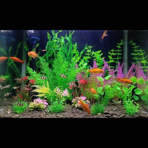Aquarium Plants,Artificial Fish Tank Decorations Decor Plastic Plants Set 18 Pcs Landscaping Decorations Fish Tank Accessories,Small to Large,Tc1801 in Saudi Arabia