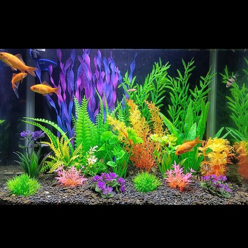 Aquarium Plants,Artificial Fish Tank Decorations Decor Plastic Plants Set 18 Pcs Landscaping Decorations Fish Tank Accessories,Small to Large,Tc1801 in Saudi Arabia