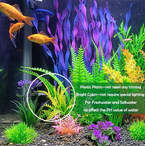 Aquarium Plants,Artificial Fish Tank Decorations Decor Plastic Plants Set 18 Pcs Landscaping Decorations Fish Tank Accessories,Small to Large,Tc1801 in Saudi Arabia