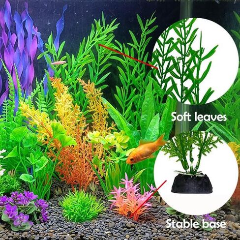 Aquarium Plants,Artificial Fish Tank Decorations Decor Plastic Plants Set 18 Pcs Landscaping Decorations Fish Tank Accessories,Small to Large,Tc1801 in Saudi Arabia