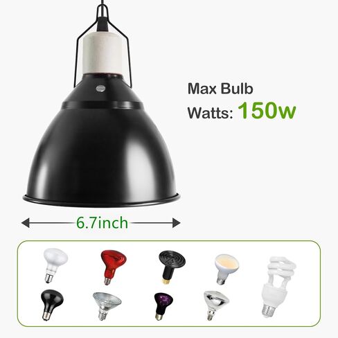 5.5inch Deep Dome Reptile Lamp Fixture, Reptile Heat Lamp Light, Terrarium Light Dome for UVB Bulb Basking Heat Bulb Amphibian Reptile Terrariums in Saudi Arabia