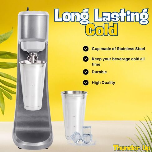 Milkshake Cups, Stainless Steel Chocolate Milk Shaker Cup 30 Oz, Immersion Blender Cup, Ice Cream Metal Shaker Cup Set of 2, Large, Silver, TU2043 in Saudi Arabia