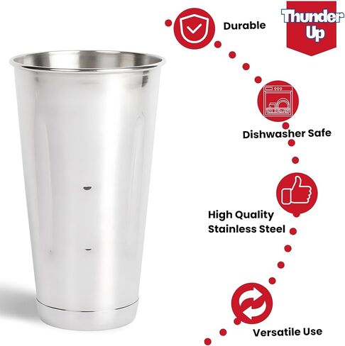Milkshake Cups, Stainless Steel Chocolate Milk Shaker Cup 30 Oz, Immersion Blender Cup, Ice Cream Metal Shaker Cup Set of 2, Large, Silver, TU2043 in Saudi Arabia