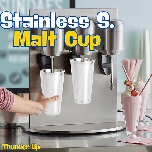 Milkshake Cups, Stainless Steel Chocolate Milk Shaker Cup 30 Oz, Immersion Blender Cup, Ice Cream Metal Shaker Cup Set of 2, Large, Silver, TU2043 in Saudi Arabia