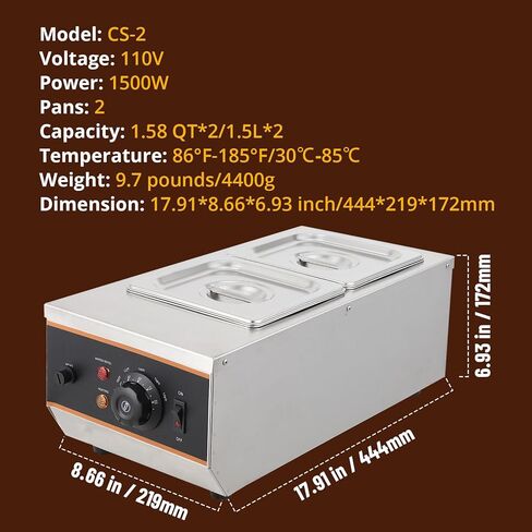 آلة تقسية الشوكولاتة من GarveeTech - خزانات سعة 1.58 QT*2، تسخين سريع، تحكم في درجة الحرارة من 86 إلى 176 درجة فهرنهايت، 800 وات، جسم من الفولاذ المقاوم للصدأ 304 in Kuwait