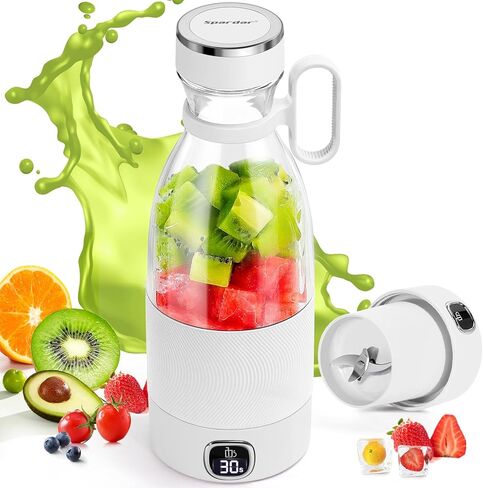 Spardar Portable Blender for Shakes and Smoothies, 3000mAh Personal Blender with 6 Blades, USB Rechargeable Blender Bottles Electric, Mini Blender Cup Portable Juicer for Home Sports Outdoors in Saudi Arabia