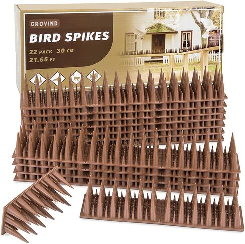 21.6 FT Bird Spikes for Outdoor, Plastic Bird Spike for Small Birds Pigeon Raccoon Cats Bird Defender for Fences and Roof - 22 Pack in Kuwait