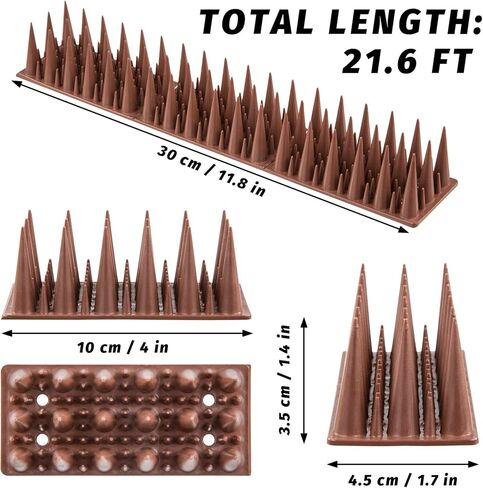 21.6 FT Bird Spikes for Outdoor, Plastic Bird Spike for Small Birds Pigeon Raccoon Cats Bird Defender for Fences and Roof - 22 Pack in Kuwait