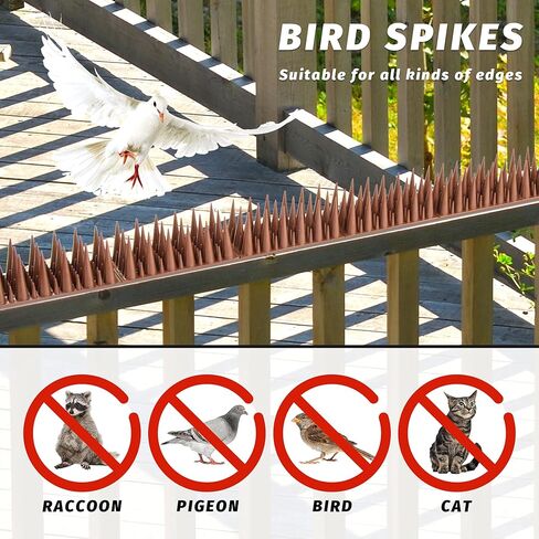21.6 FT Bird Spikes for Outdoor, Plastic Bird Spike for Small Birds Pigeon Raccoon Cats Bird Defender for Fences and Roof - 22 Pack in Kuwait
