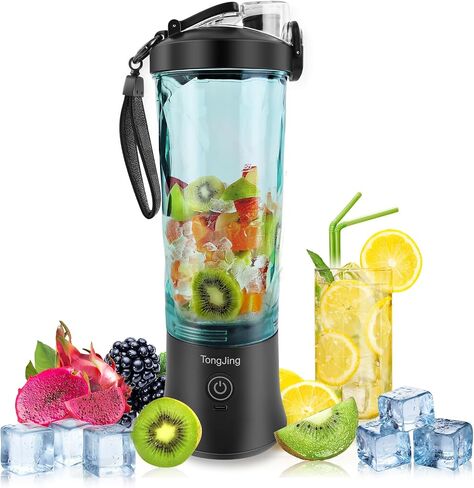 Portable blender,Big Power Personal Size Blender for Shakes and Smoothies with 6 Blades,20OZ Juicer Cup USB Rechargeable Blender for Kitchen，Outdoor（Black）… in Saudi Arabia