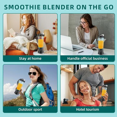 Portable blender,Big Power Personal Size Blender for Shakes and Smoothies with 6 Blades,20OZ Juicer Cup USB Rechargeable Blender for Kitchen，Outdoor（Black）… in Saudi Arabia