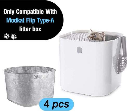 4 قطع من بطانات صندوق الفضلات القابلة لإعادة الاستخدام A، متوافقة مع صندوق الفضلات Modkat Flip، بطانات قابلة للغسل من النوع A مع مقابض للحمل in Kuwait