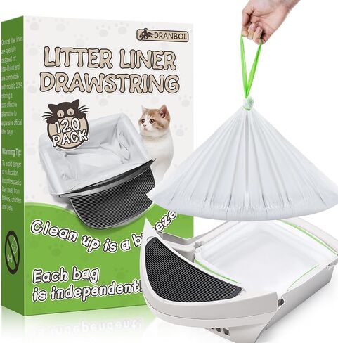 أكياس نفايات Litter Box Robot 3 و4، أكياس بطانات لأدراج صندوق فضلات القطط ذات التنظيف الذاتي المتوافقة، 120 قطعة، سميكة للغاية وشديدة التحمل in Kuwait