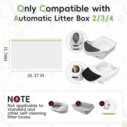 أكياس نفايات Litter Box Robot 3 و4، أكياس بطانات لأدراج صندوق فضلات القطط ذات التنظيف الذاتي المتوافقة، 120 قطعة، سميكة للغاية وشديدة التحمل in Kuwait