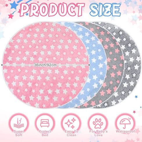 4 Pcs Round Whelping Pee Pads Washable for Dogs Waterproof Pet Training Pads Reusable Puppy Pads Whelping Pads Non slip Cat Dog Bed Mat for Crate Kennel(36 Inches,Large Star) in Saudi Arabia