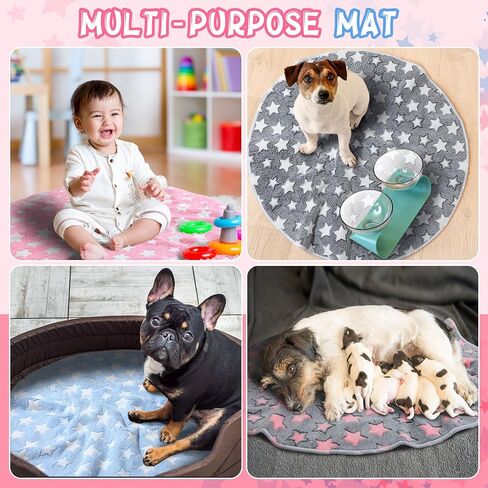 4 Pcs Round Whelping Pee Pads Washable for Dogs Waterproof Pet Training Pads Reusable Puppy Pads Whelping Pads Non slip Cat Dog Bed Mat for Crate Kennel(36 Inches,Large Star) in Saudi Arabia