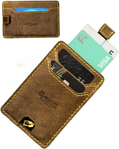 Trip Machine Company Slim Minimalist 100% Genuine Leather Wallet/Card & bill Holder - Stylish Card Organiser - Premium Leather Cardholder - Handmade Wallet Perfect for Gifting’s (Vintage Tan) in Kuwait