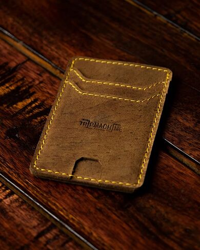 Trip Machine Company Slim Minimalist 100% Genuine Leather Wallet/Card & bill Holder - Stylish Card Organiser - Premium Leather Cardholder - Handmade Wallet Perfect for Gifting’s (Vintage Tan) in Kuwait