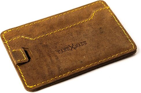 Trip Machine Company Slim Minimalist 100% Genuine Leather Wallet/Card & bill Holder - Stylish Card Organiser - Premium Leather Cardholder - Handmade Wallet Perfect for Gifting’s (Vintage Tan) in Kuwait
