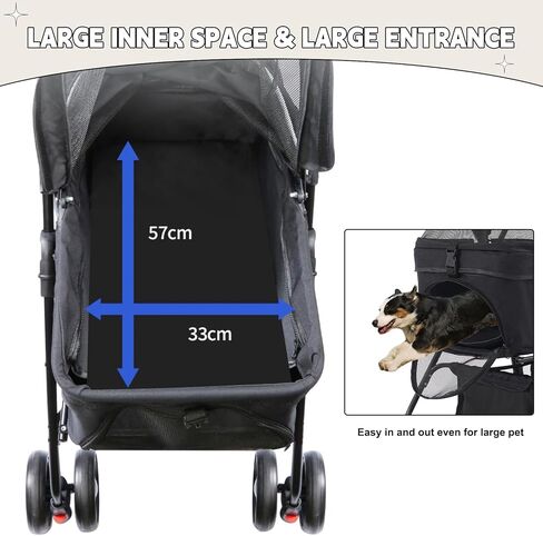 عربة الحيوانات الأليفة 3 في 1، عربات الكلاب القابلة للطي للكلاب المتوسطة 20 كجم، عربة دفع للحيوانات الأليفة للسفر مع مقعد سيارة قابل للفصل in Kuwait