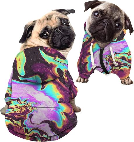 Dog Sweatshirt Pet Hoodie, Tie-dye Purple Concentric Circles Magenta Dog Sweatshirt with Hat, Cat Hooded Shirts Sweatshirts for Small Medium Dogs - M in Saudi Arabia