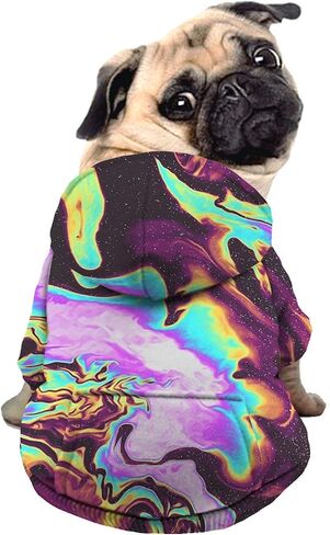 Dog Sweatshirt Pet Hoodie, Tie-dye Purple Concentric Circles Magenta Dog Sweatshirt with Hat, Cat Hooded Shirts Sweatshirts for Small Medium Dogs - M in Saudi Arabia