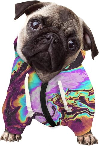 Dog Sweatshirt Pet Hoodie, Tie-dye Purple Concentric Circles Magenta Dog Sweatshirt with Hat, Cat Hooded Shirts Sweatshirts for Small Medium Dogs - M in Saudi Arabia
