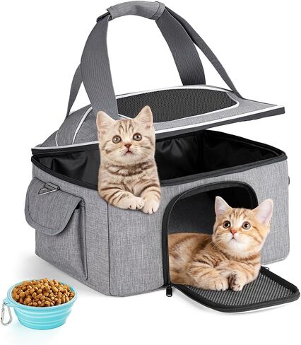 Cat Carrier Soft for 2 Kitten Cats 16x12x11 inches Small Pet Dog Carrier Pet Carrier Airline Approved, Foldable Traval Cat Carrying Bag Under 20lbs in Saudi Arabia