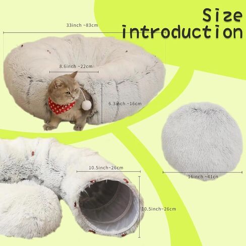Warmer Plush Cat Play Tunnel Grey With Cat Bed For Indoor Cats Soft Plush Material Tubular Playground Toys Collapsible Multifunctional Cat Toys For Small Medium Large Cat Puppy Cat Play Tunnels （Grey） in Saudi Arabia