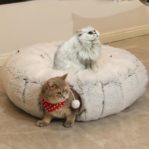 Warmer Plush Cat Play Tunnel Grey With Cat Bed For Indoor Cats Soft Plush Material Tubular Playground Toys Collapsible Multifunctional Cat Toys For Small Medium Large Cat Puppy Cat Play Tunnels （Grey） in Saudi Arabia